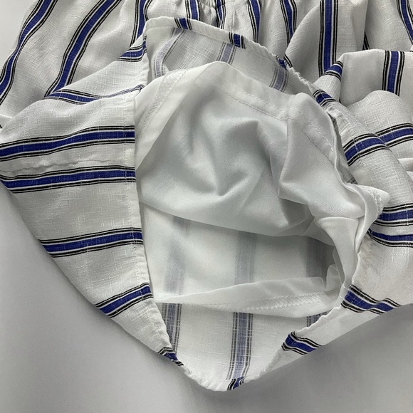 Le Lis romper crisscross ruffled cinched waist cold shoulder strap blue white SM - Picture 10 of 11